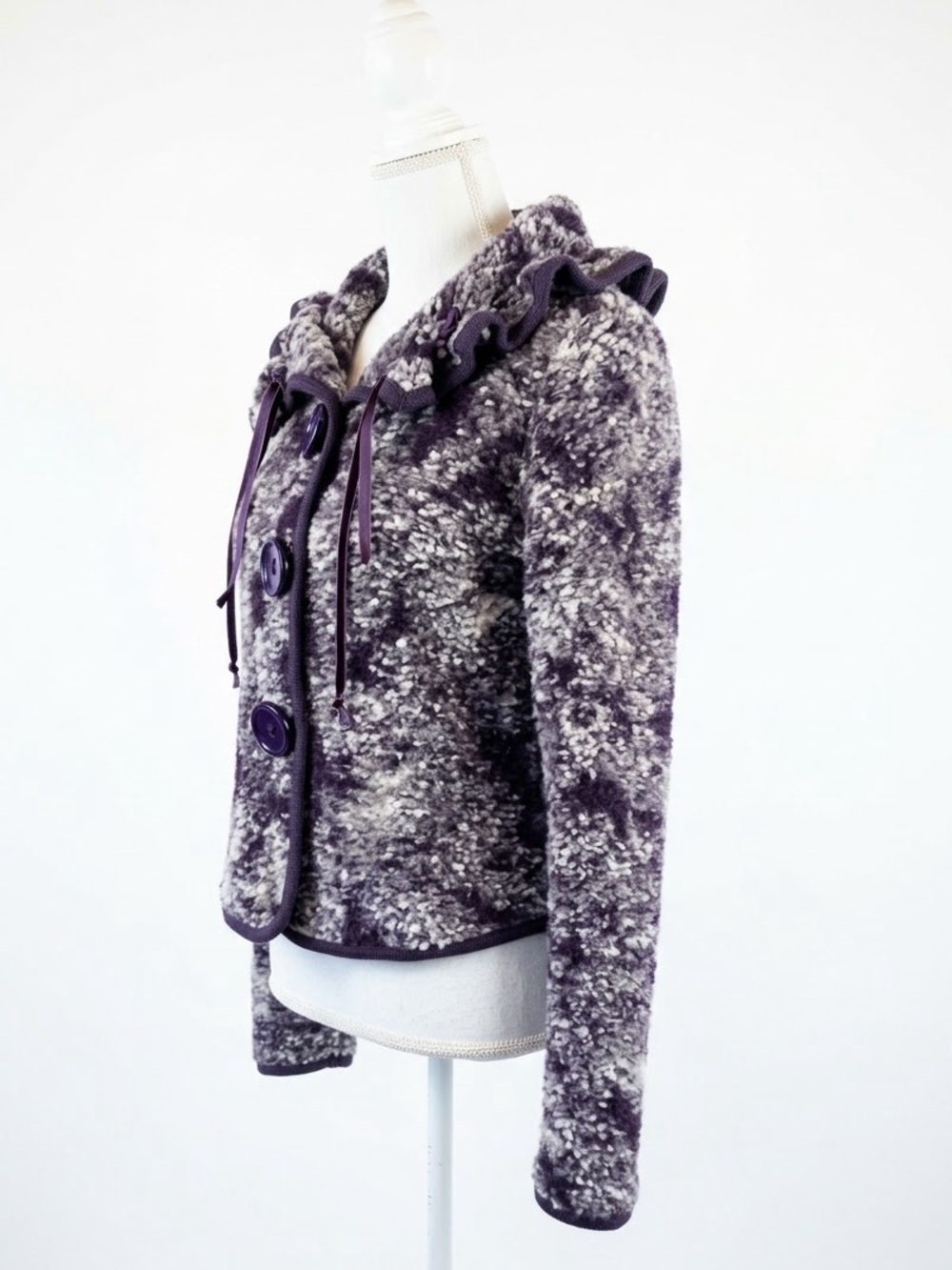 Sandro Ferrone Made in Italy Purple Wool Blend Statement Jacket Size 42 (Medium) - Picture 2 of 6